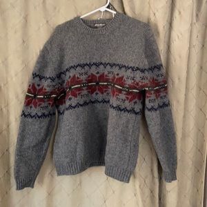 Men’s wool sweater.  Small hole on the back of the neck see third picture